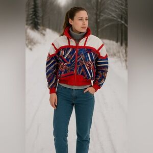 Vintage Lavon By Cheerful Corp. Windbreaker Ca 1990 Shoulder Pads Nautical Small